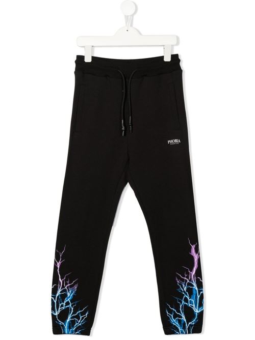 Pantalone felpa bambino nero con disegni sul fondo colorati PHOBIA KIDS | KPH00031BLPUBLACK